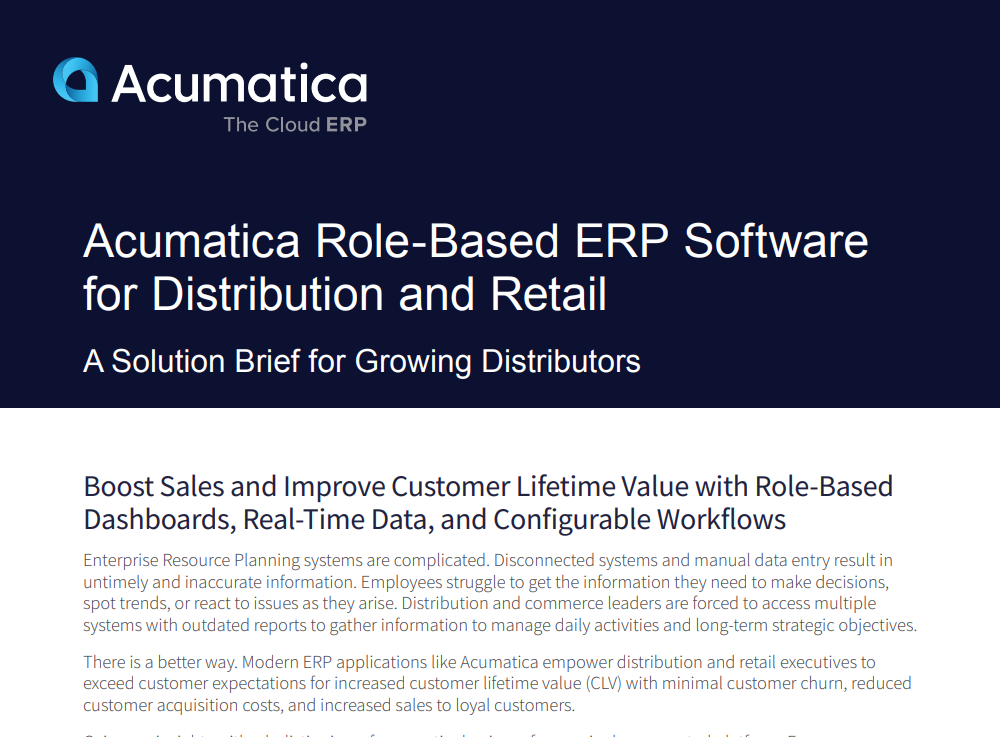 Acumatica Role-Based ERP Software for Distribution and Retail