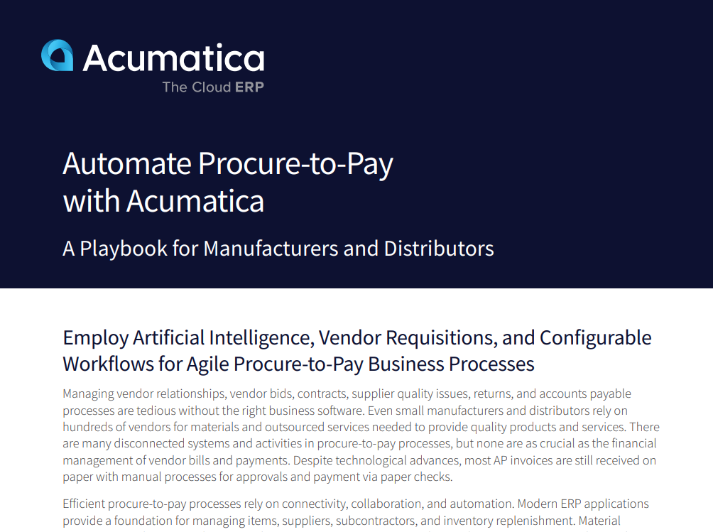 Automate Procure-to-Pay with Acumatica