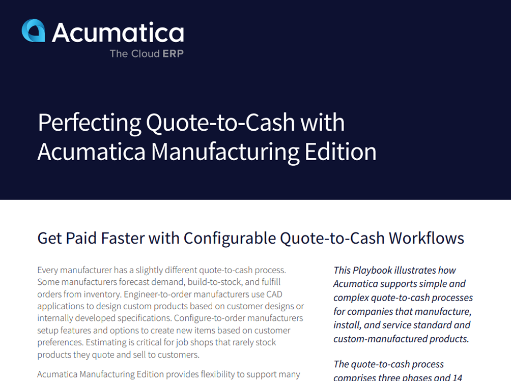 Perfecting Quote-to-Cash with Acumatica Manufacturing Edition