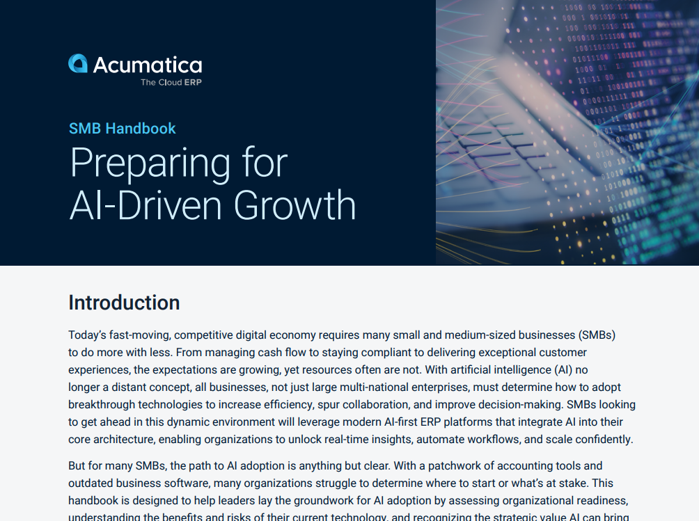 SMB Handbook Preparing for AI-Driven Growth	 SMB Handbook Preparing for AI-Driven Growth